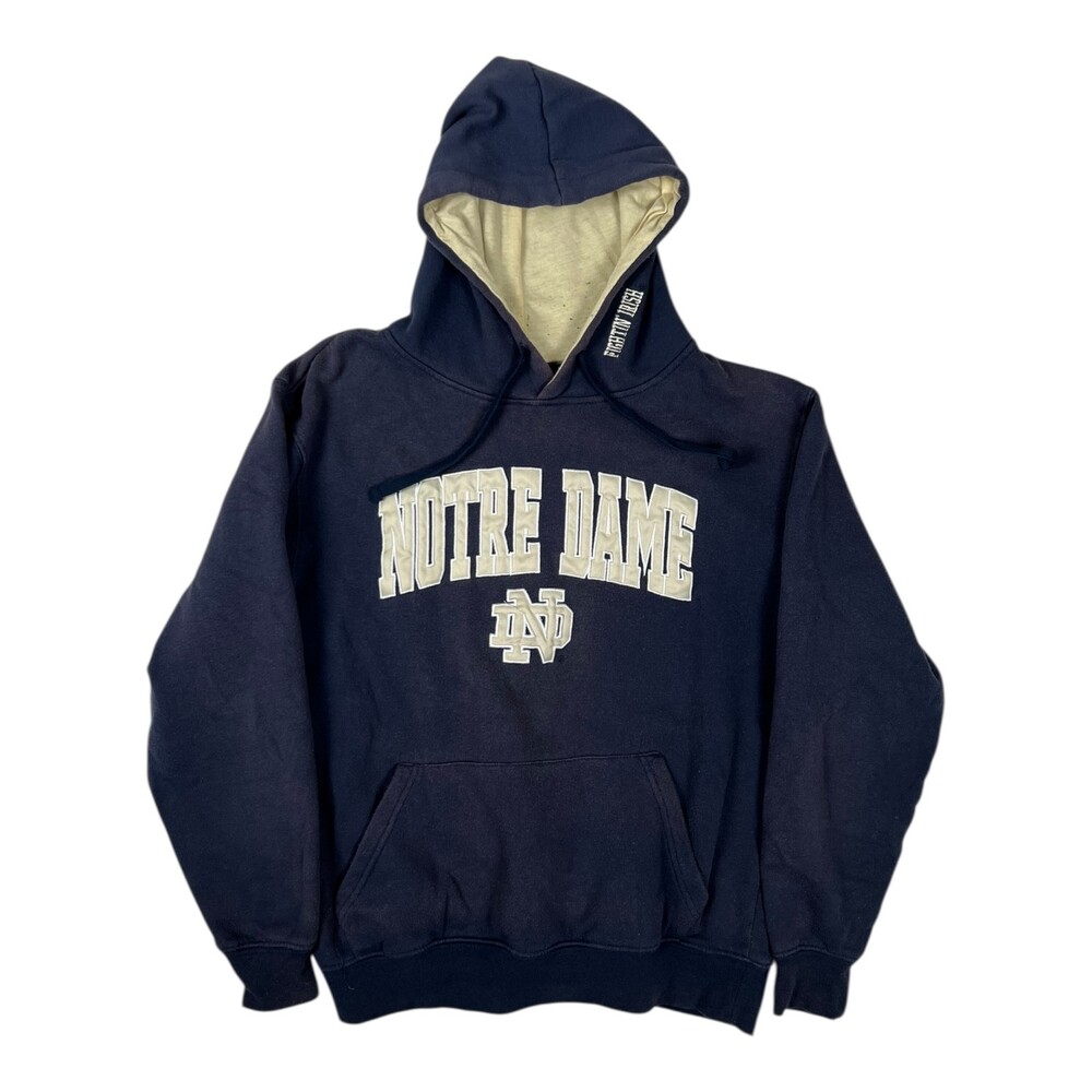 Vintage Notre Dame Fighting Irish Hoodie Sweatshirt Size M Embroidered Sun Faded
